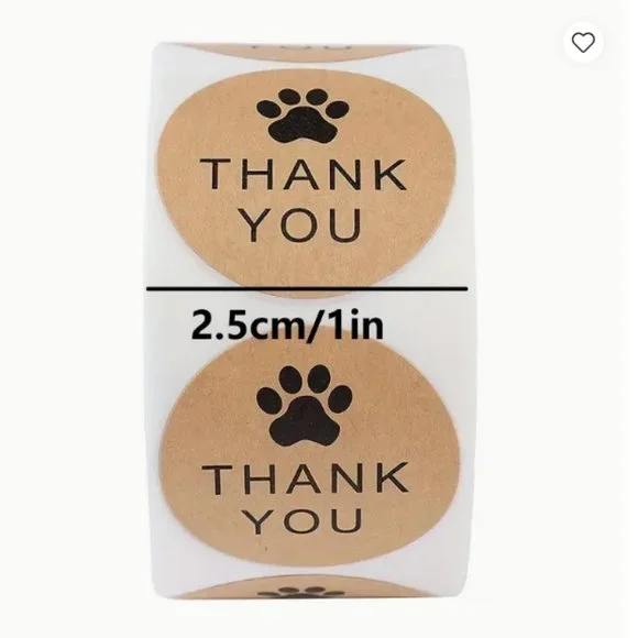 Thank you Stickers - Paw Prints 500 pcs - NWT - Picture 2 of 3